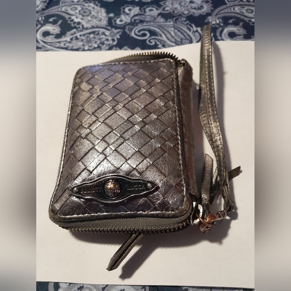 Elliot Lucca Silver Woven Wristlet Wallet